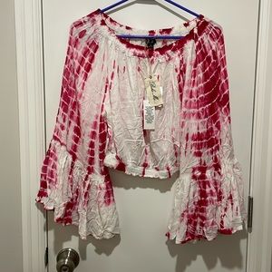Boho me tie dye peasant top